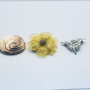 Vintage Designer Trifari and Monet Brooch Lot of Three